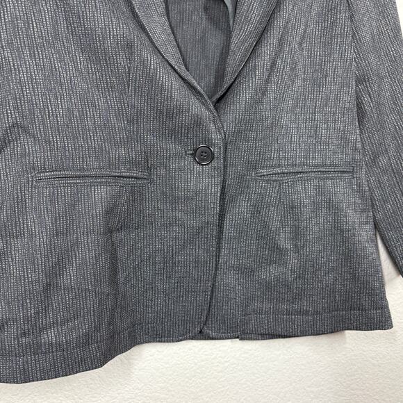 Ecru Womens 8 One Button Single Breasted Blazer Jacket Black Ivory Split Sleeves - Picture 4 of 9